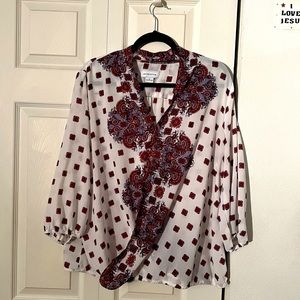 Liz Clairborne red and white blouse
